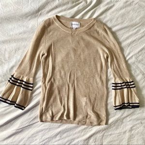Beige Flare-Sleeved Knit Top